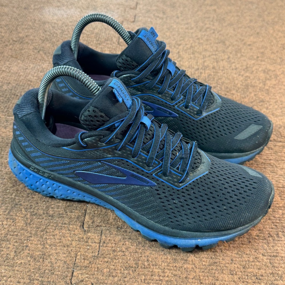 B+ gym Brooks Ghost 12 Mens Running Shoes Black Blue Sneakers Size 8 1103161D024